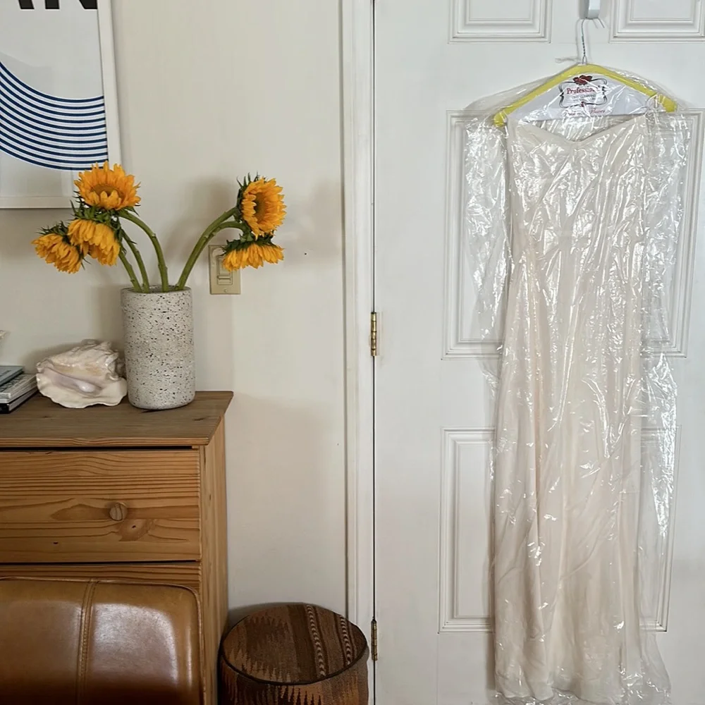 Reformation Melita White long Dress with Side Slit